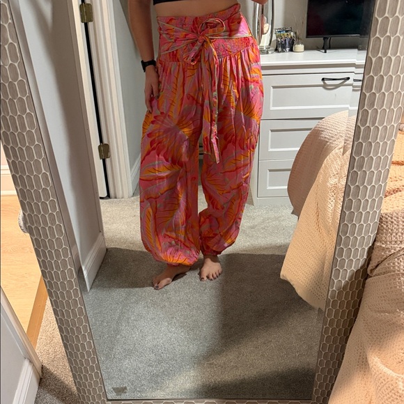 FARM Rio Pants - FARM Rio Vibrant Pink and Orange Wide Leg Pants